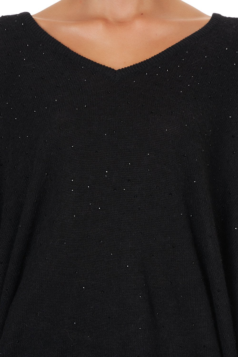 KNIT V NECK JUMPER WITH DOLMAN SLEEVE BLUSHING MANOR