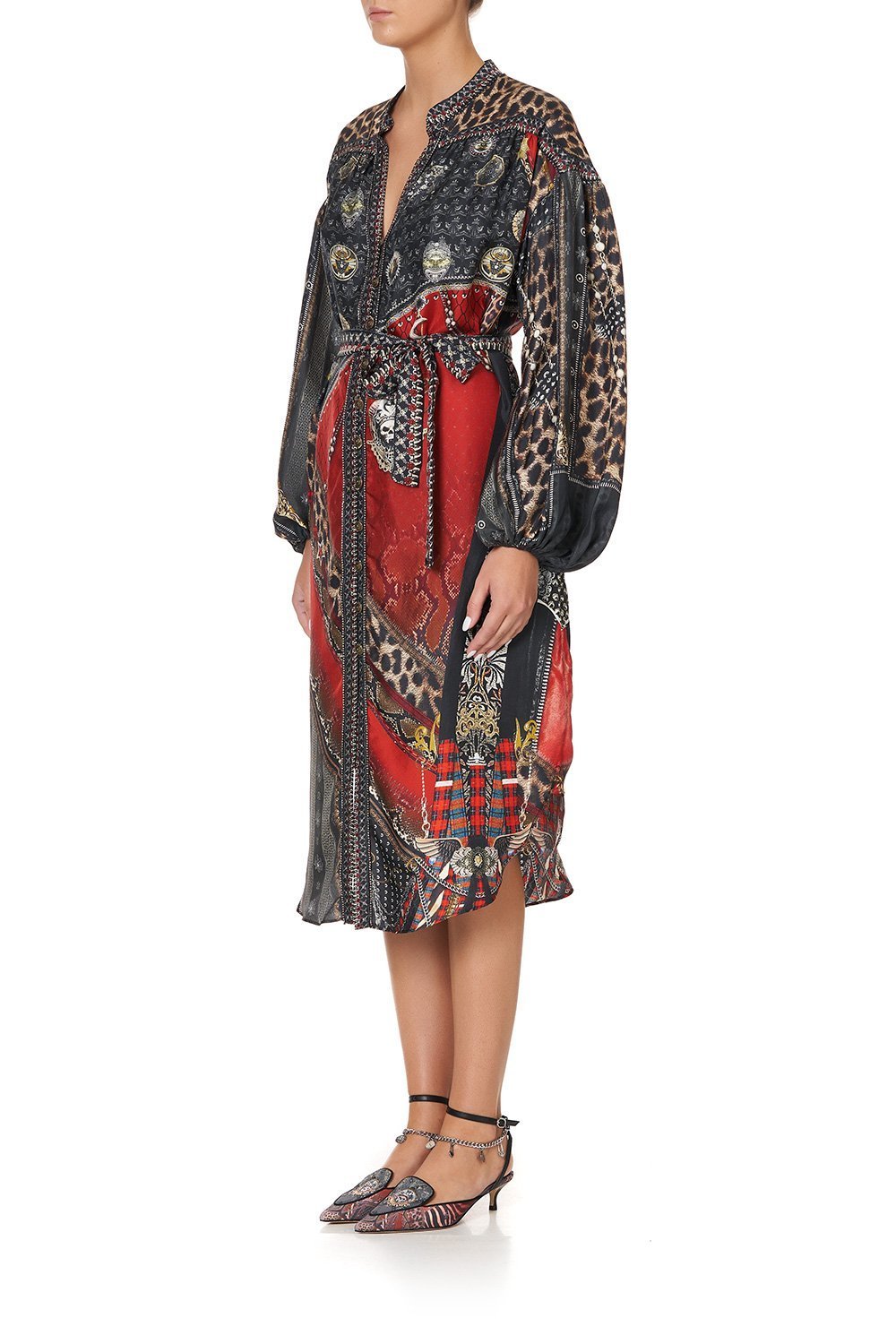 BLOUSON SLEEVE MIDI DRESS LONDON CALLING