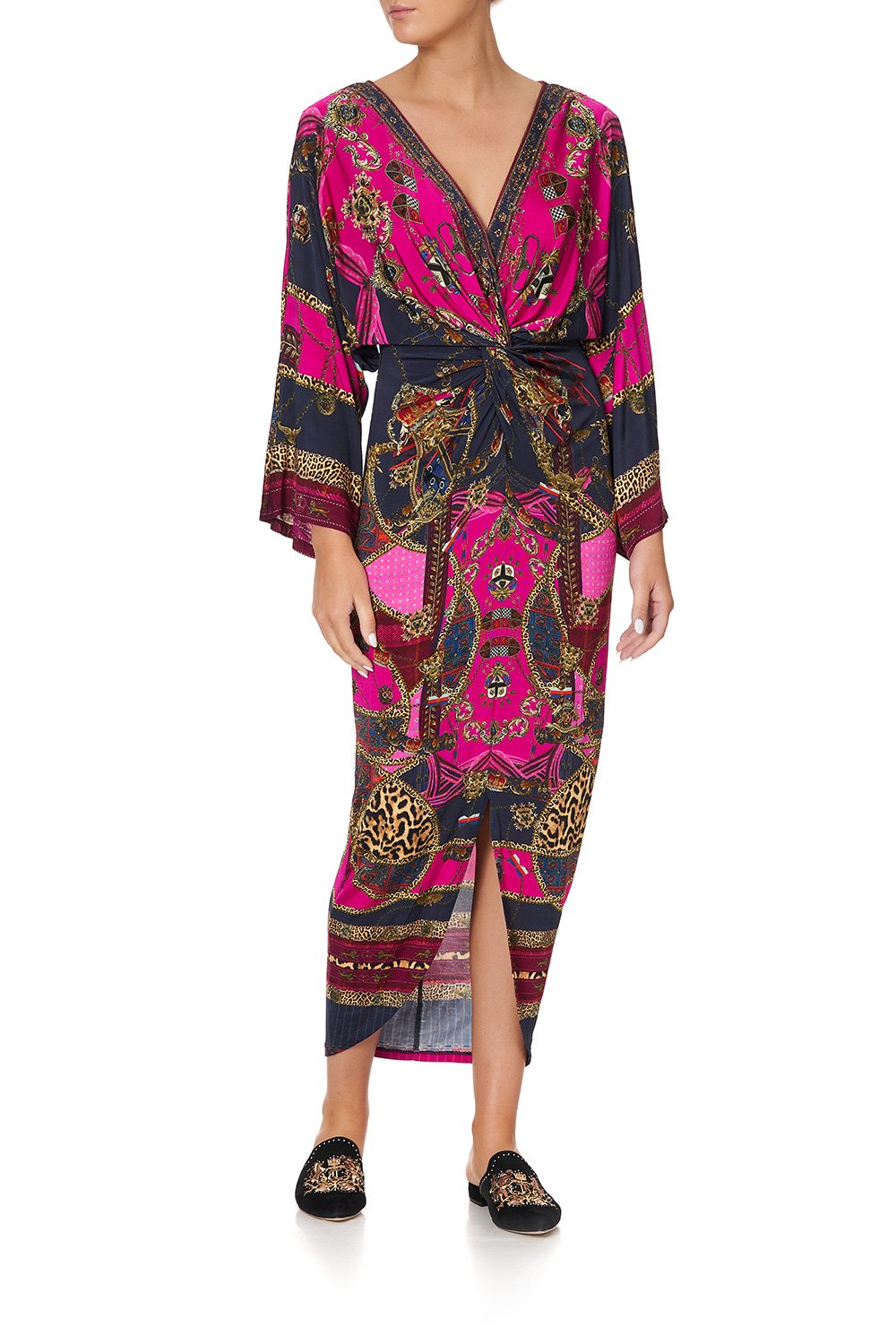 LONG SPLIT FRONT TWIST DRESS DINING HALL DARLING