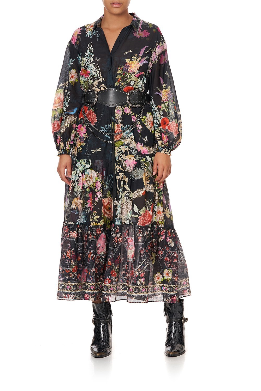 TIERED LONG SHIRT DRESS HAMPTON HIVE
