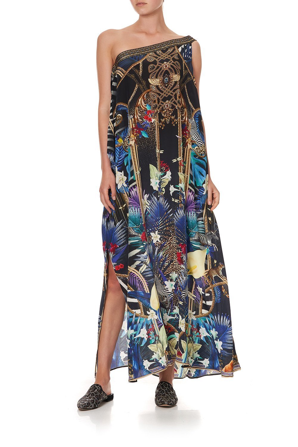 ONE SHOULDER KAFTAN WITH NECKBAND RAINBOW ROOM