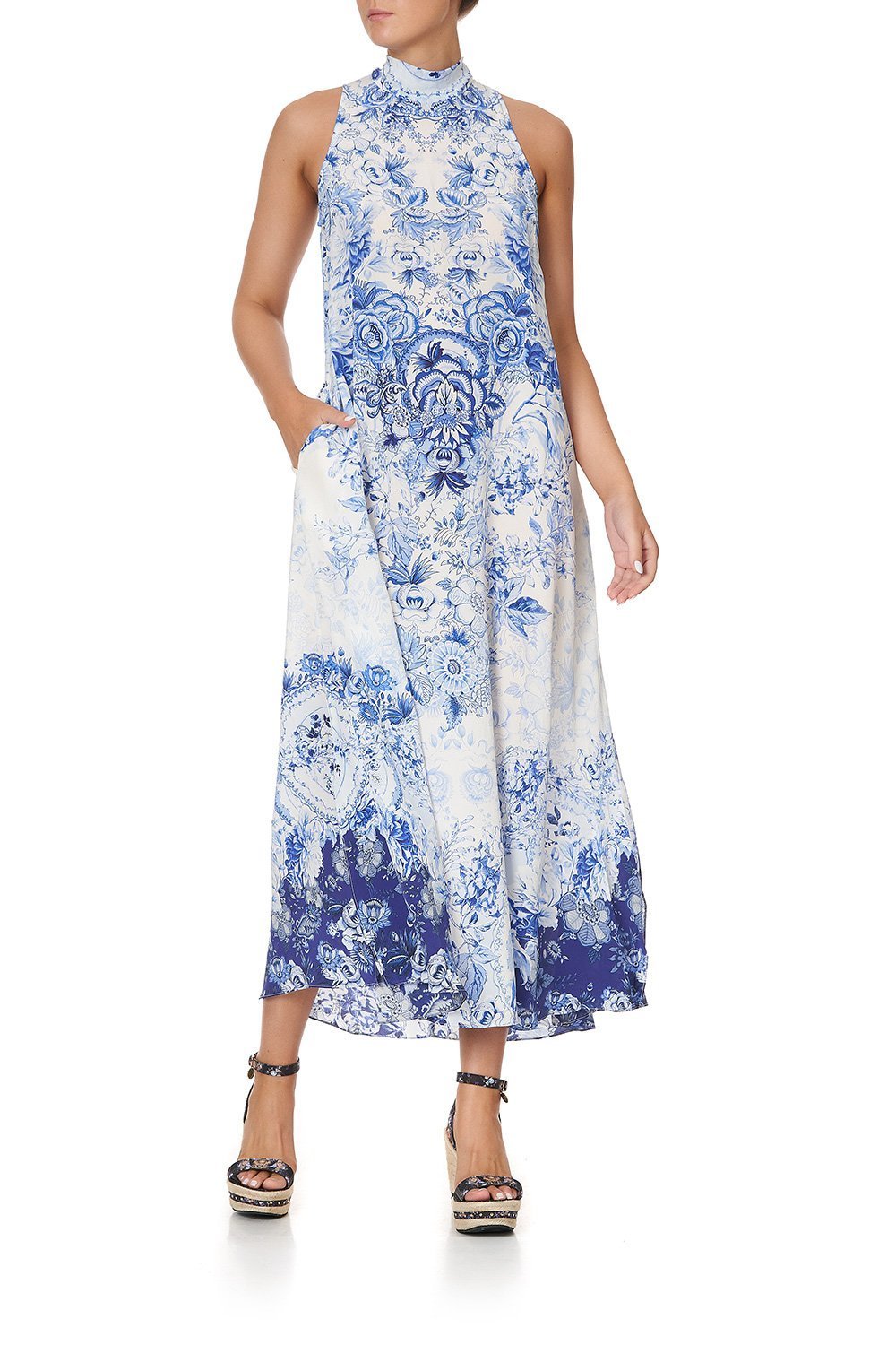 HIGH NECK DRESS WITH BACK NECK TIE HIGH TEA