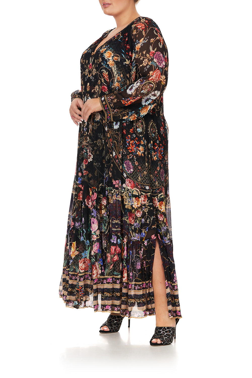 LONG GATHERED PANEL DRESS BLUSHING MANOR