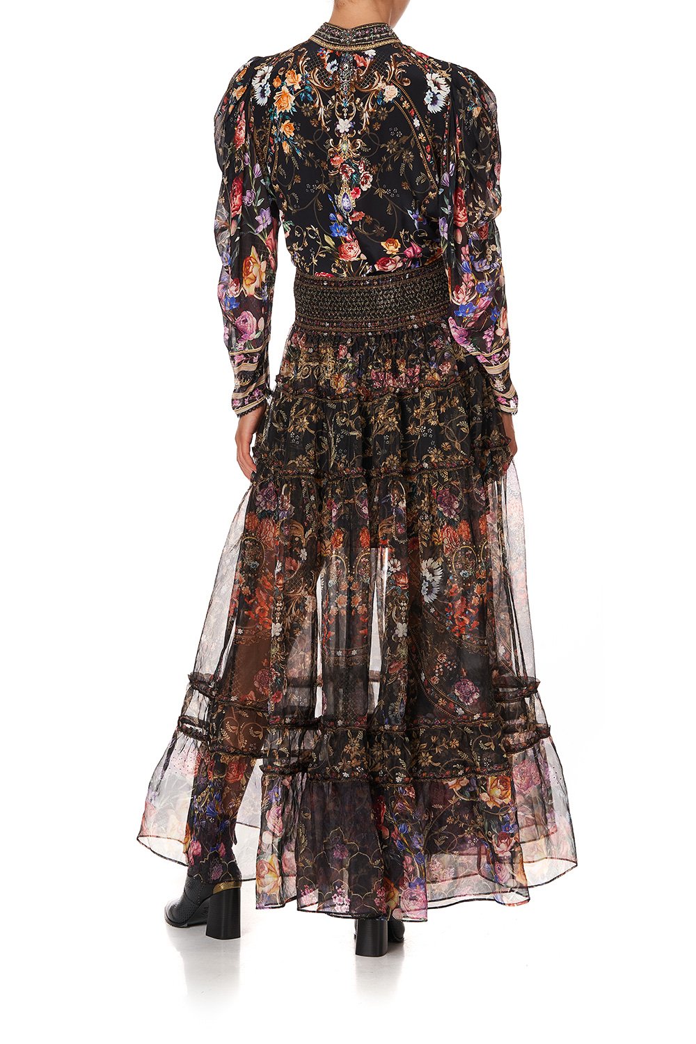 PINTUCK BLOUSE WITH DRAPED SLEEVE BLUSHING MANOR