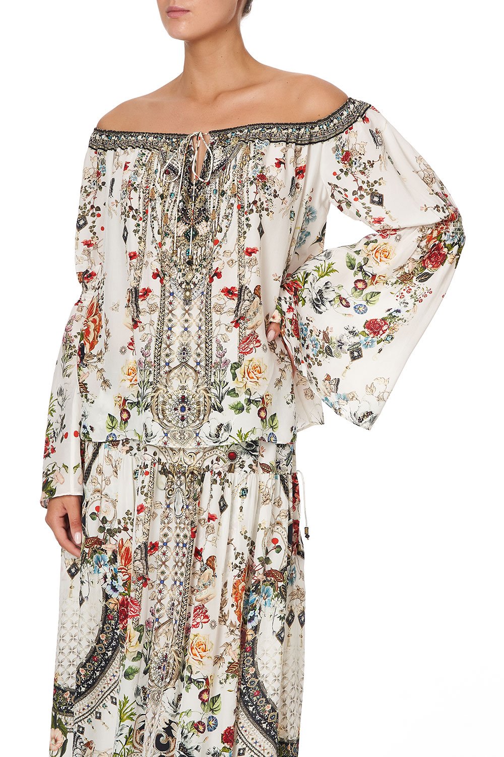 DROP SHOULDER BELL SLEEVE TOP SHAKESPEARES GARDEN