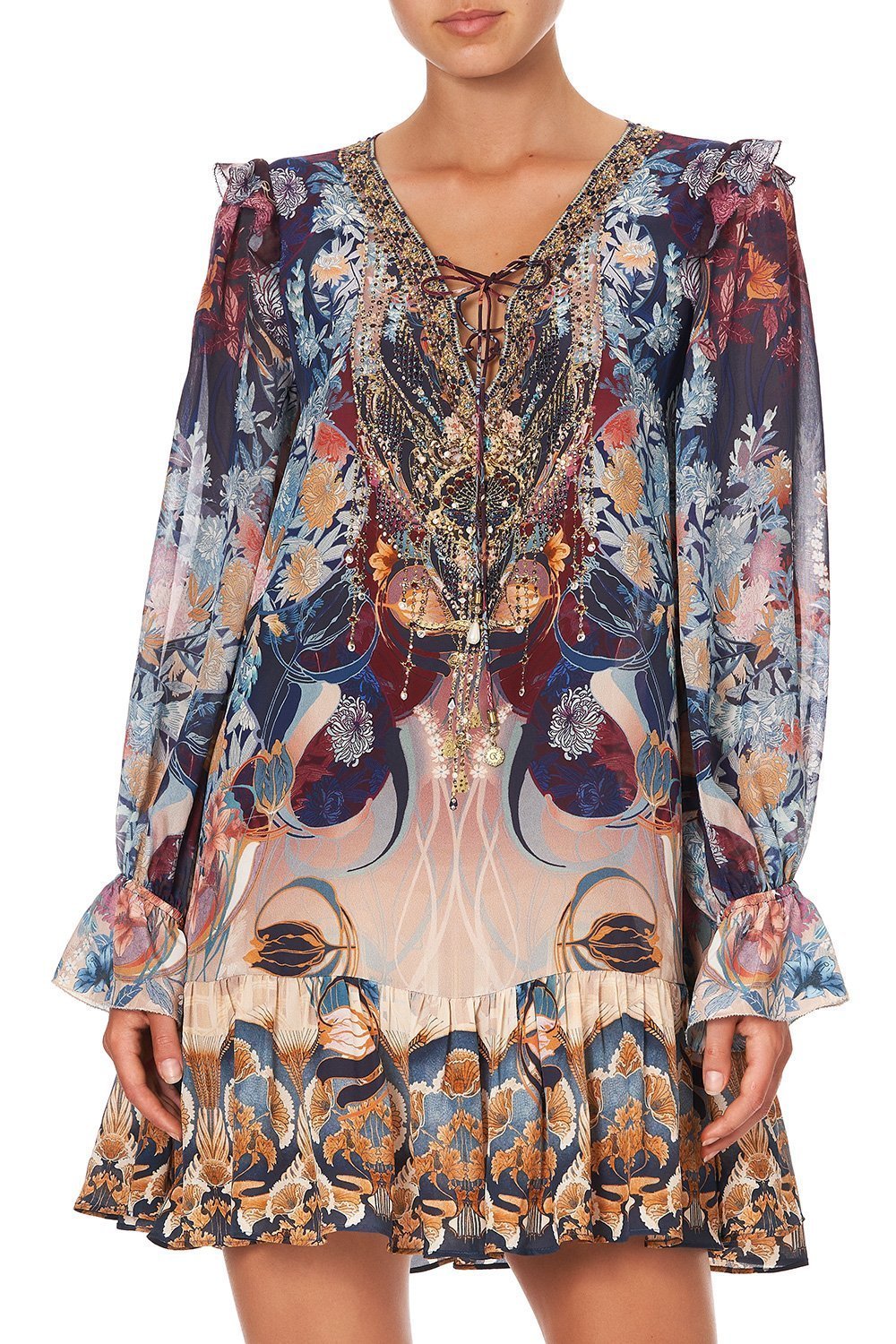 RUFFLE LACE UP DRESS NOUVEEU NIGHTS