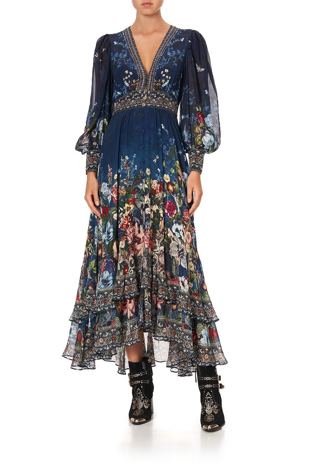 LONG BUTTON FRONT DRESS DREAMS OF MIDSUMMER