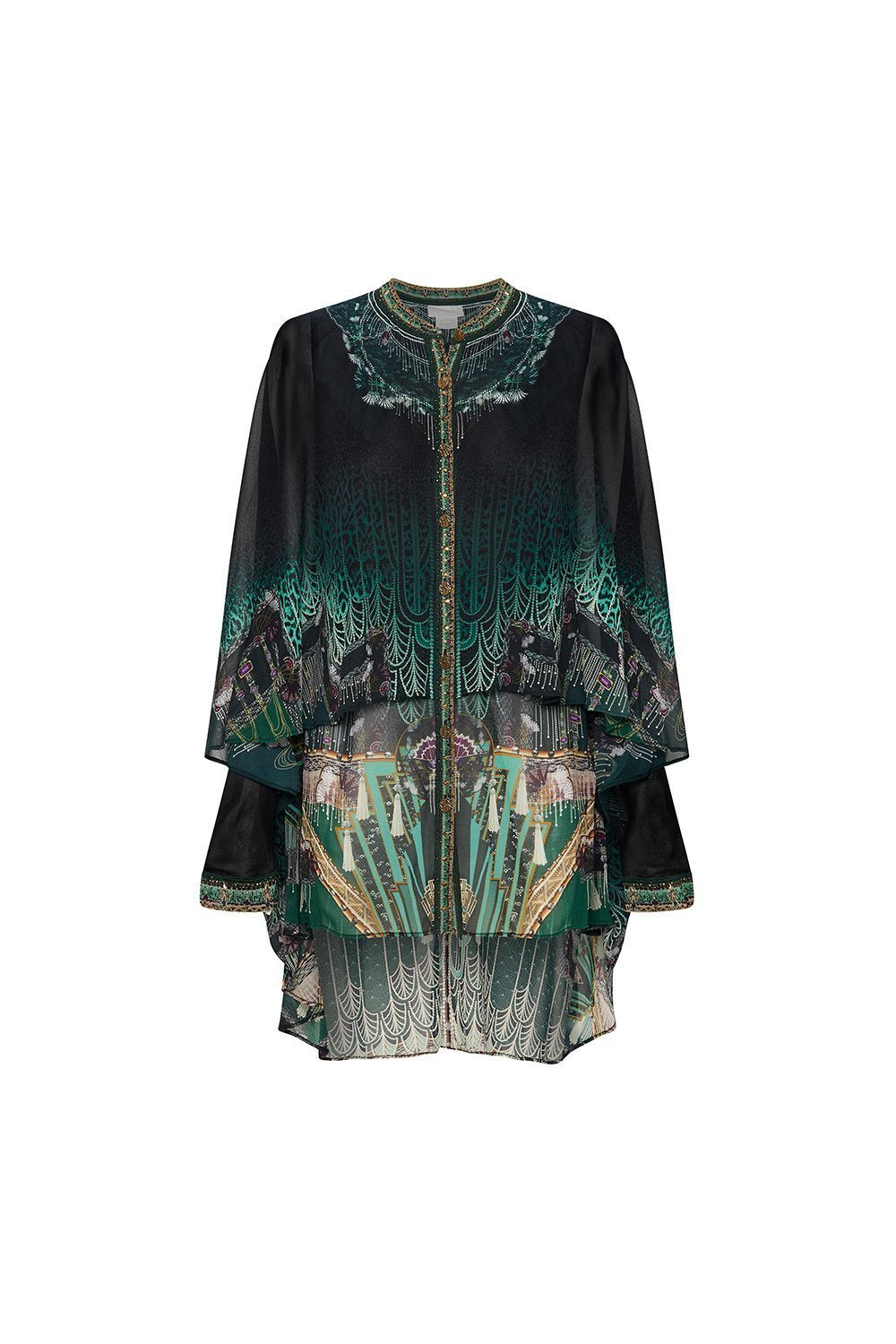 DRAPED BUTTON FRONT BLOUSE FITZGERALDS FLAPPER