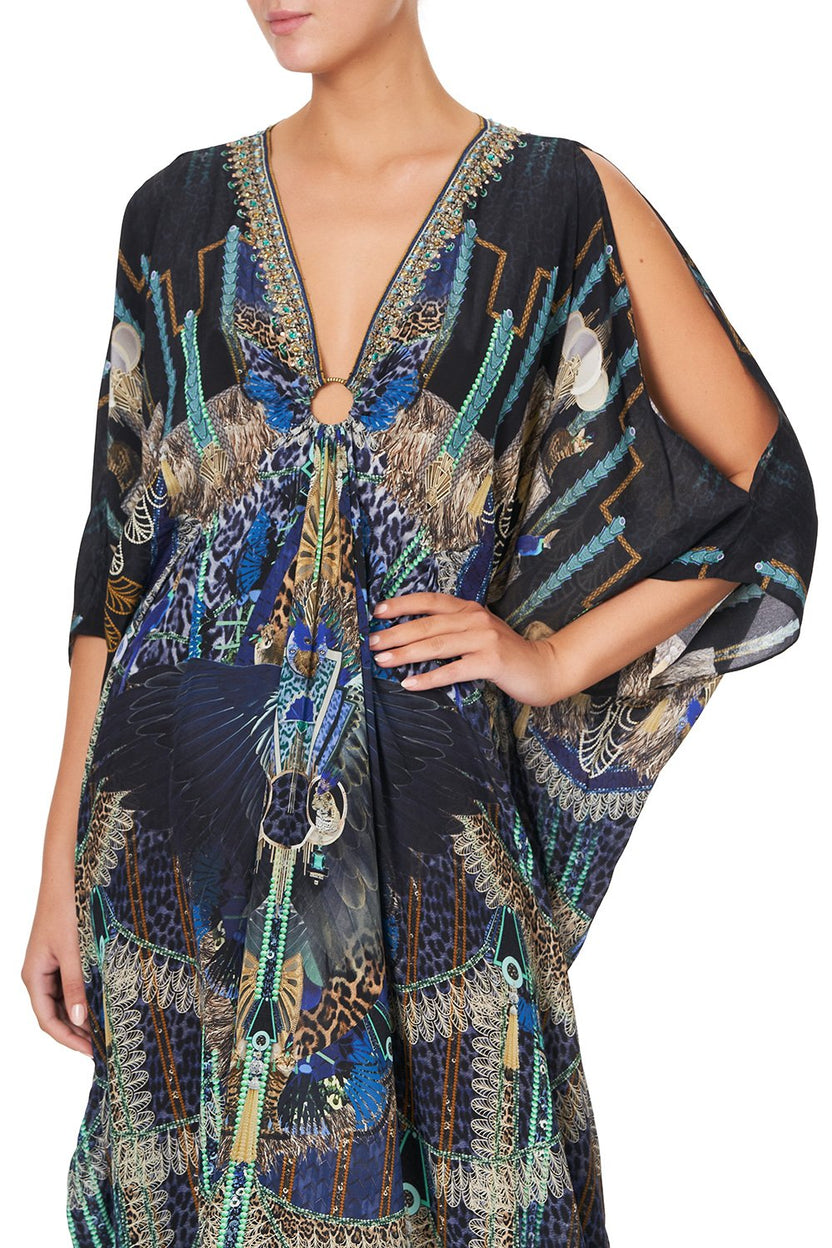 ROUND NECK KAFTAN DRIPPING IN DECO