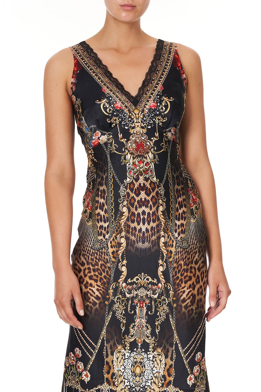 V-NECK SLIP DRESS GOTHIC GODDESS