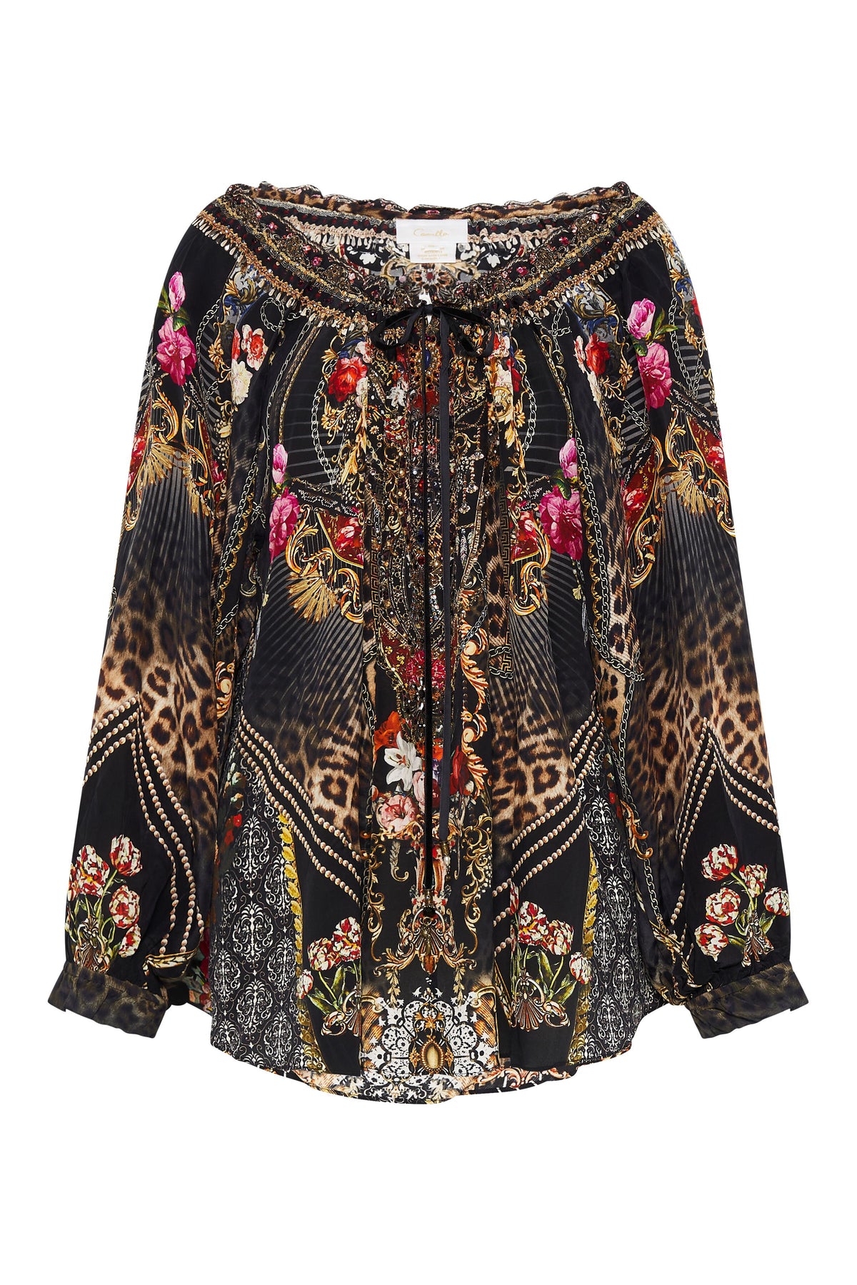 NECK TIE GATHERED BLOUSE GOTHIC GODDESS