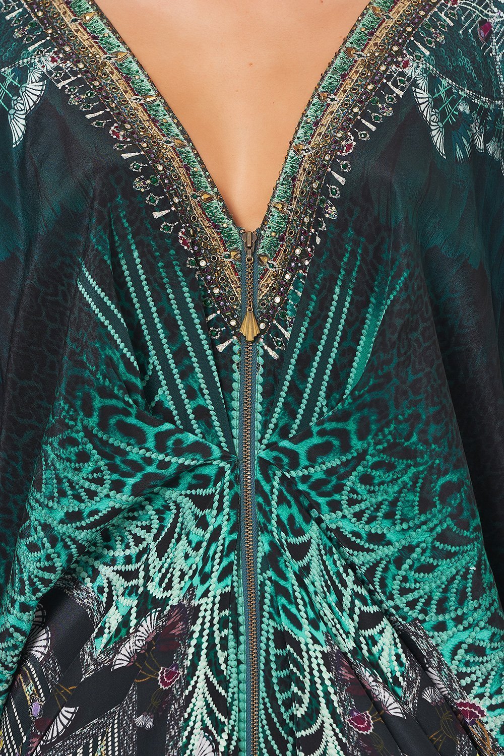 LONG DRAPE DRESS WITH ZIP FRONT FITZGERALDS FLAPPER