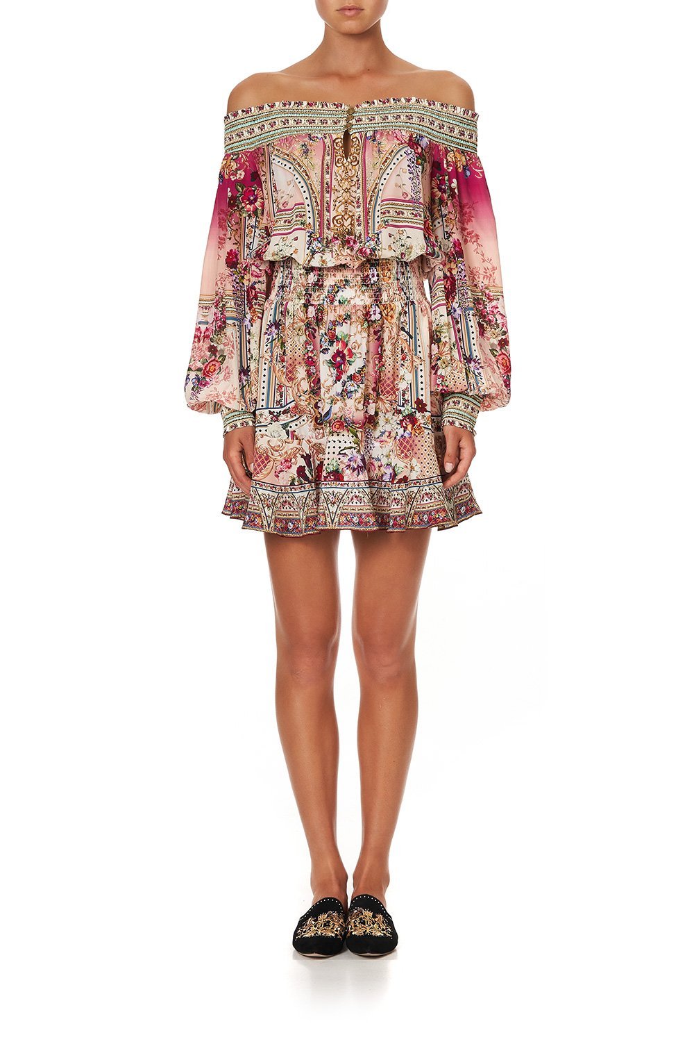 OFF SHOULDER SHORT DRESS SUMMONED BY A ROSE