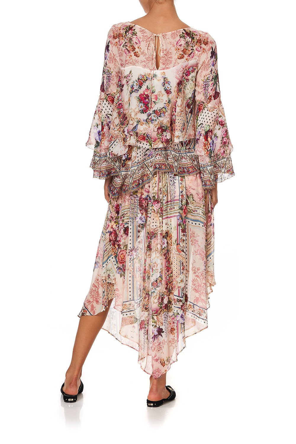 FLARED LAYERED BLOUSE SUMMONED BY A ROSE