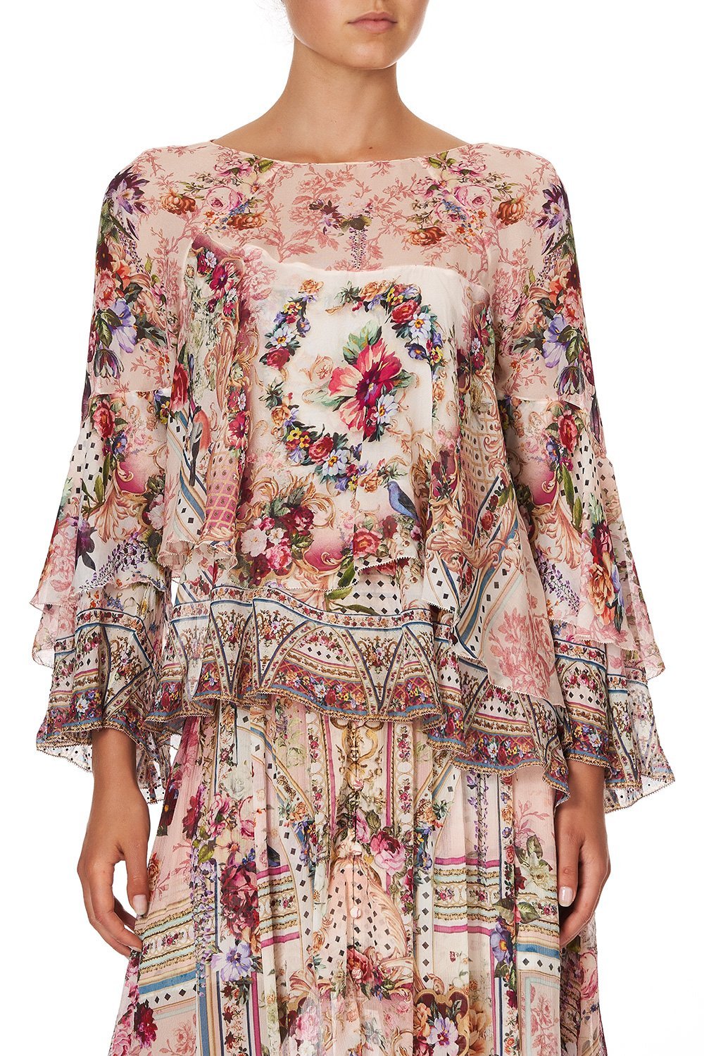 FLARED LAYERED BLOUSE SUMMONED BY A ROSE