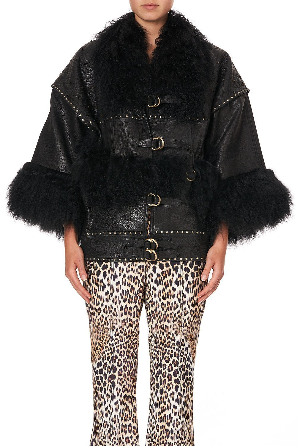 DROP SLEEVE PANELLED JACKET LEATHER