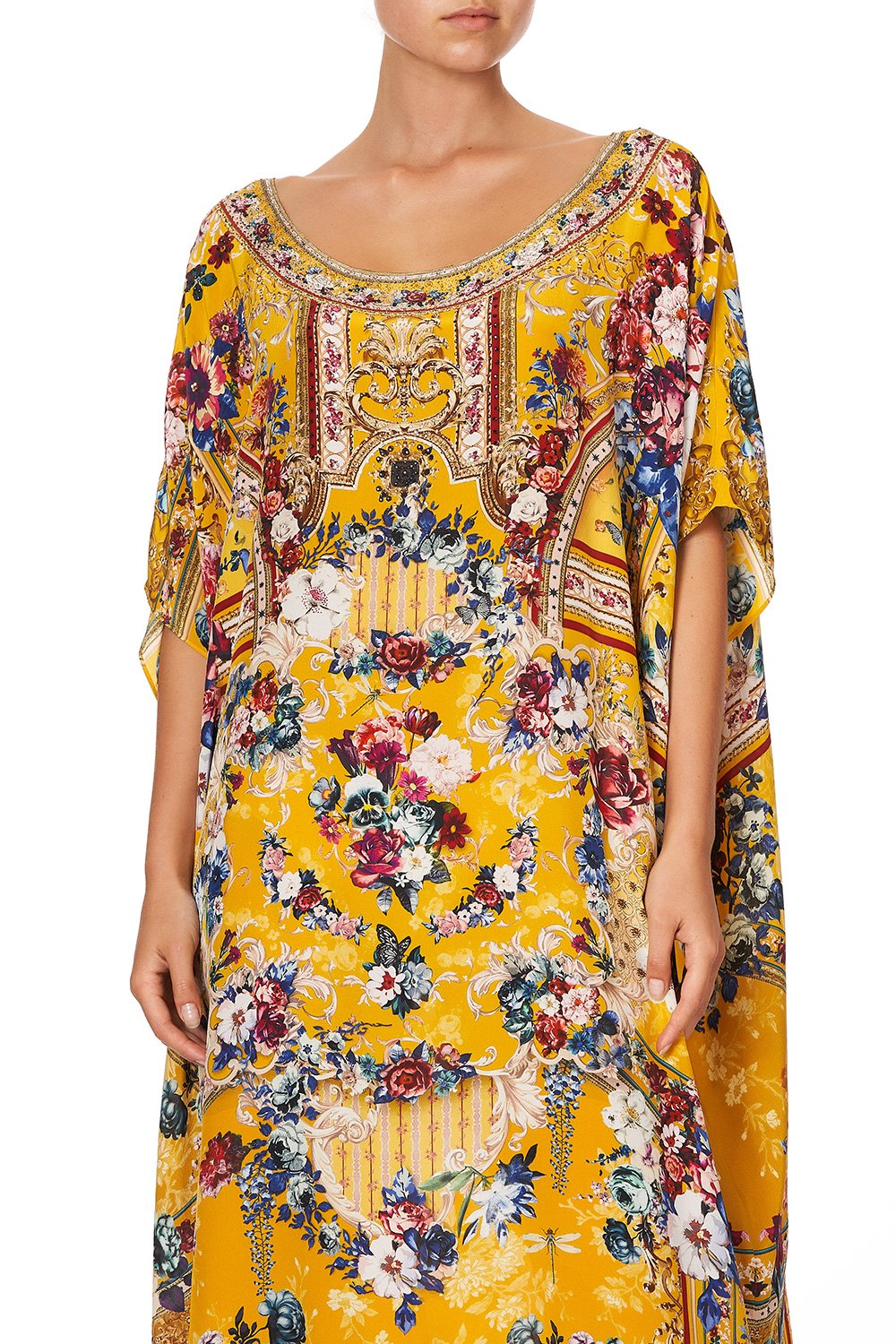 ROUND NECK KAFTAN CROWNED ROSES