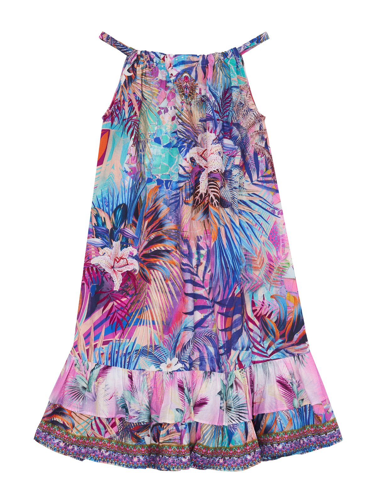 KIDS FRILL HEM TIERED DRESS 12-14 SOUTH BEACH SUNRISE