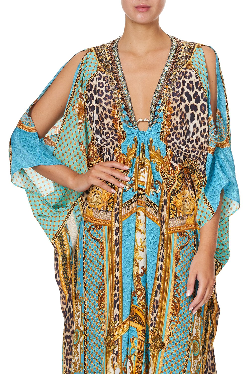 SPLIT SLEEVE KAFTAN WITH HARDWARE DRIPPING IN DECADENCE