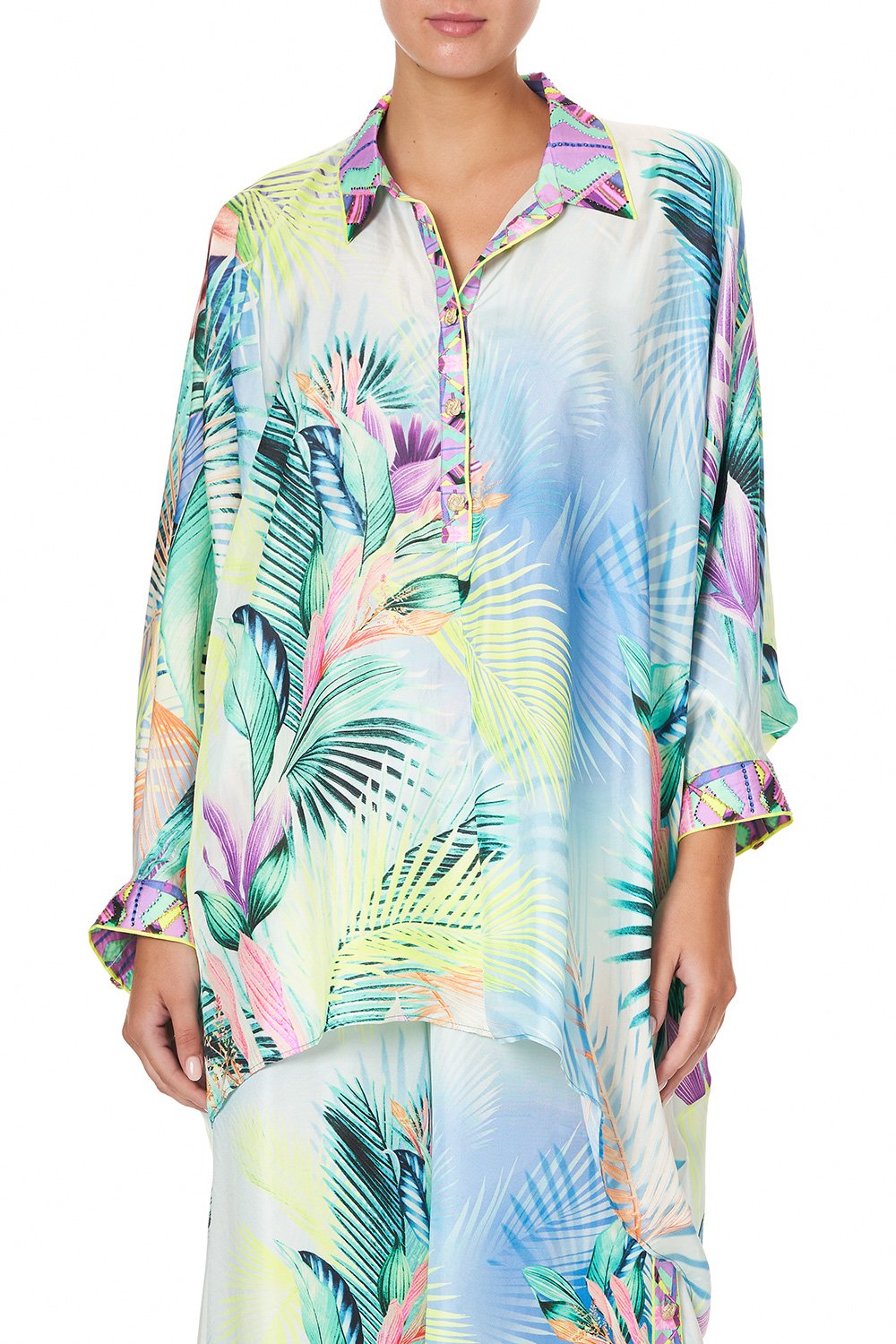 BUTTON UP TOP WITH DRAPED BACK WHATS YOUR VICE