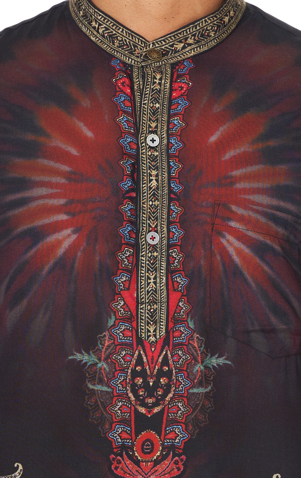 SHORT SLEEVE MANDARIN SHIRT WOODSTOCK ROCK