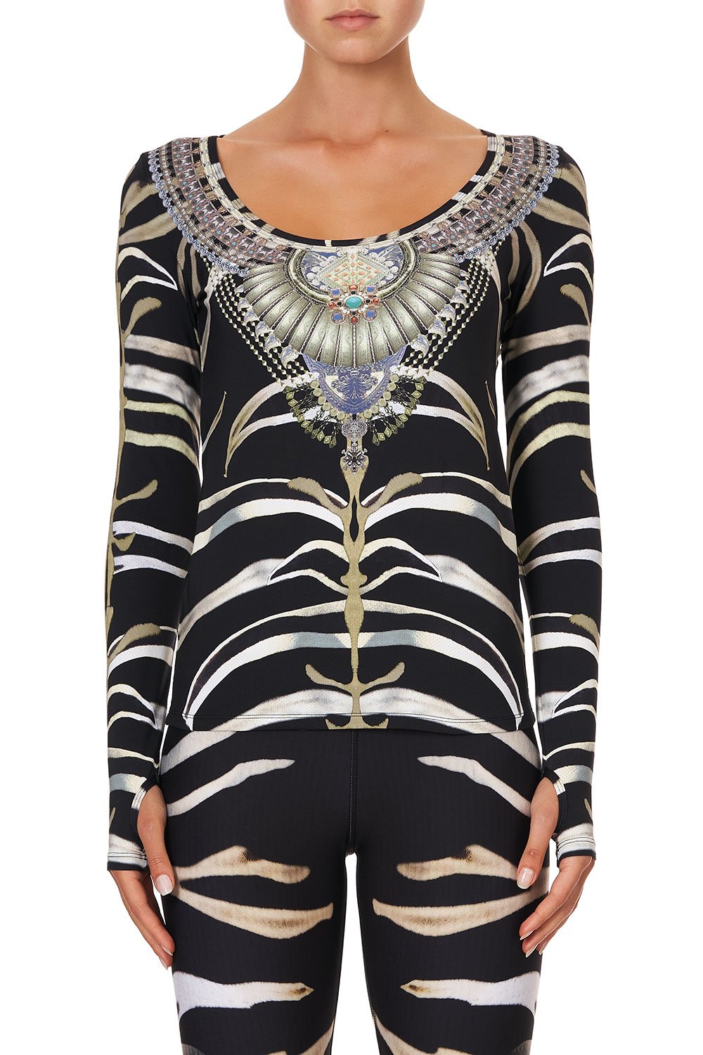 LONG SLEEVE TOP WITH THUMBHOLE ZEBRA CROSSING