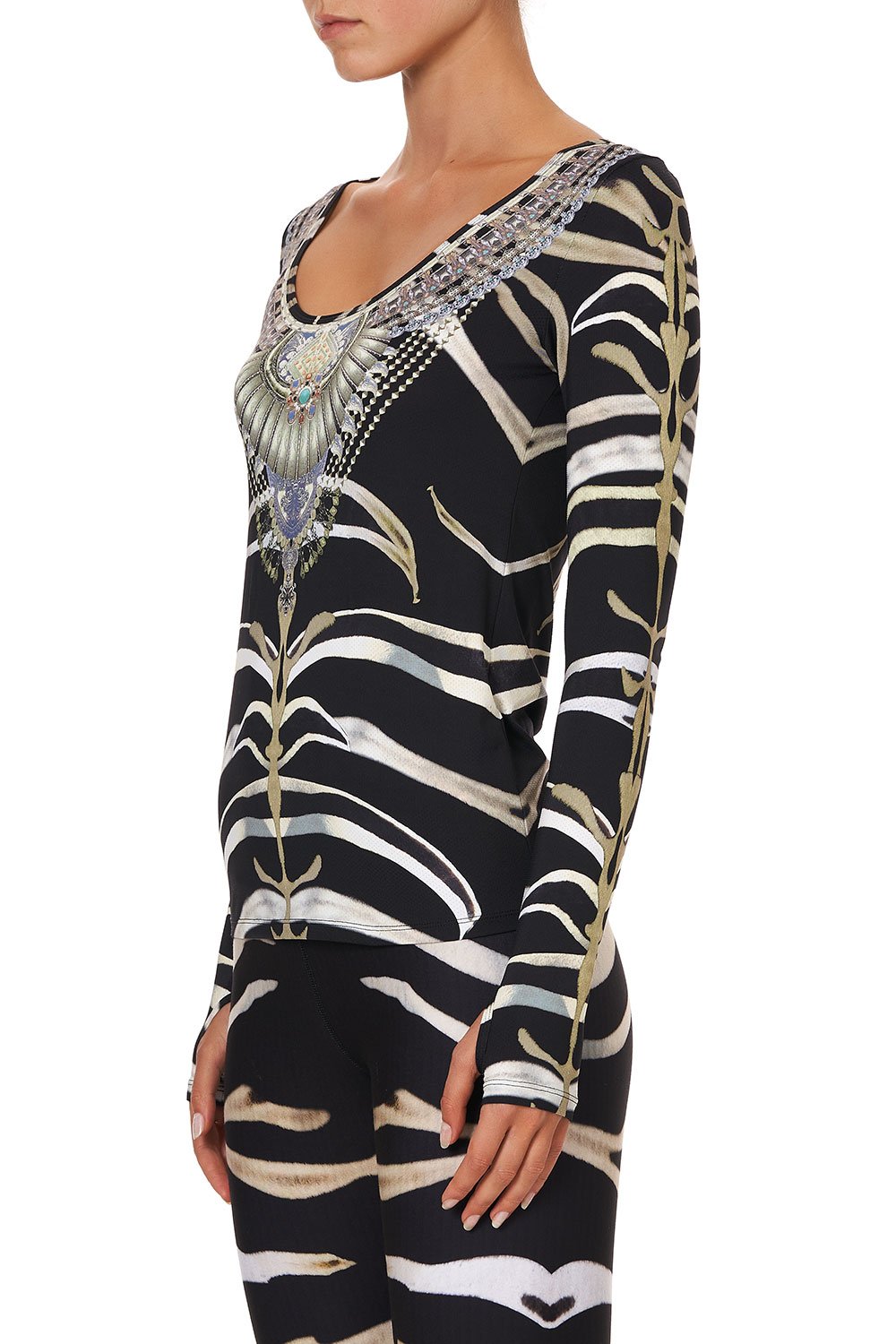 LONG SLEEVE TOP WITH THUMBHOLE ZEBRA CROSSING
