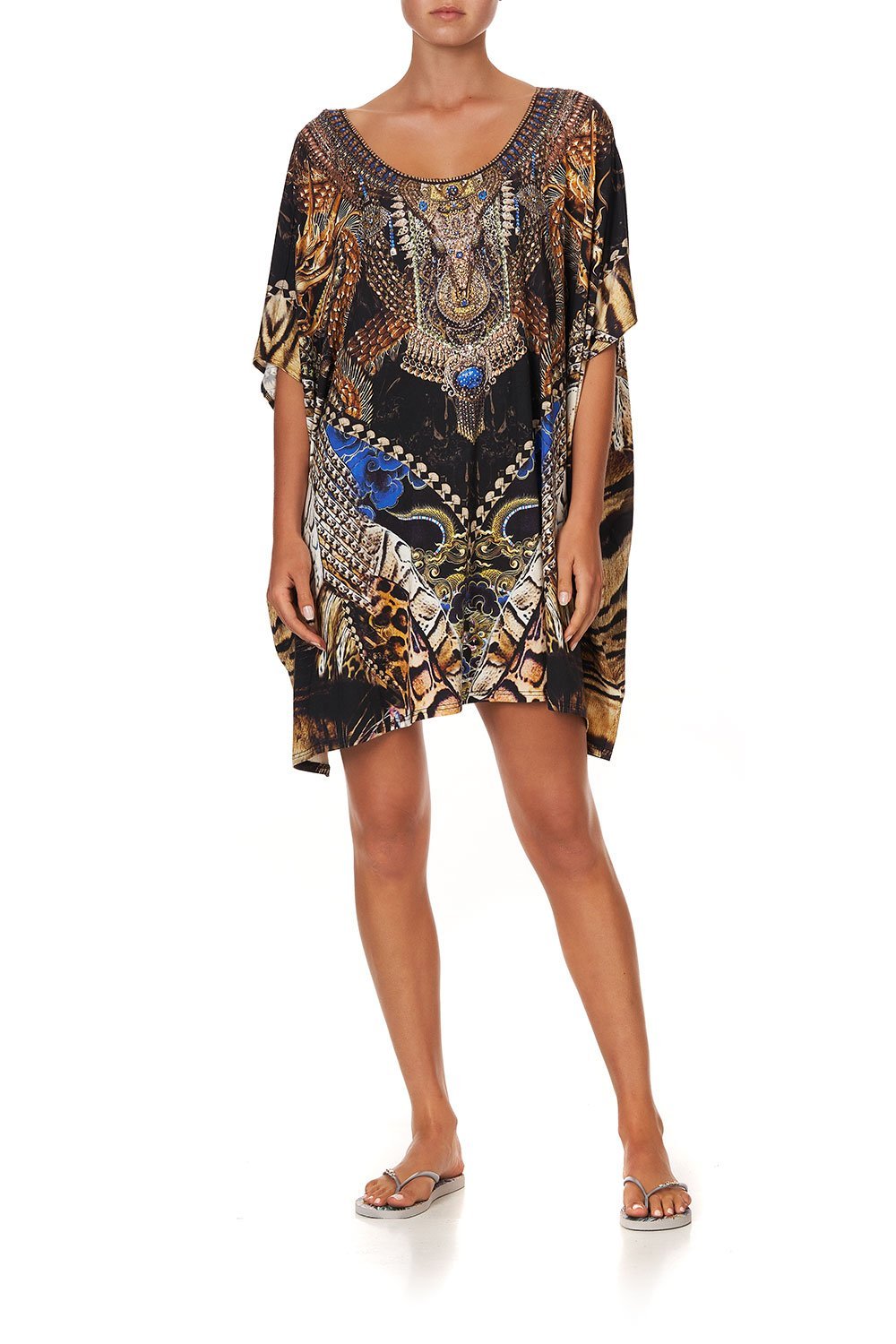 SHORT ROUND NECK LOUNGE KAFTAN DRAGON LADY