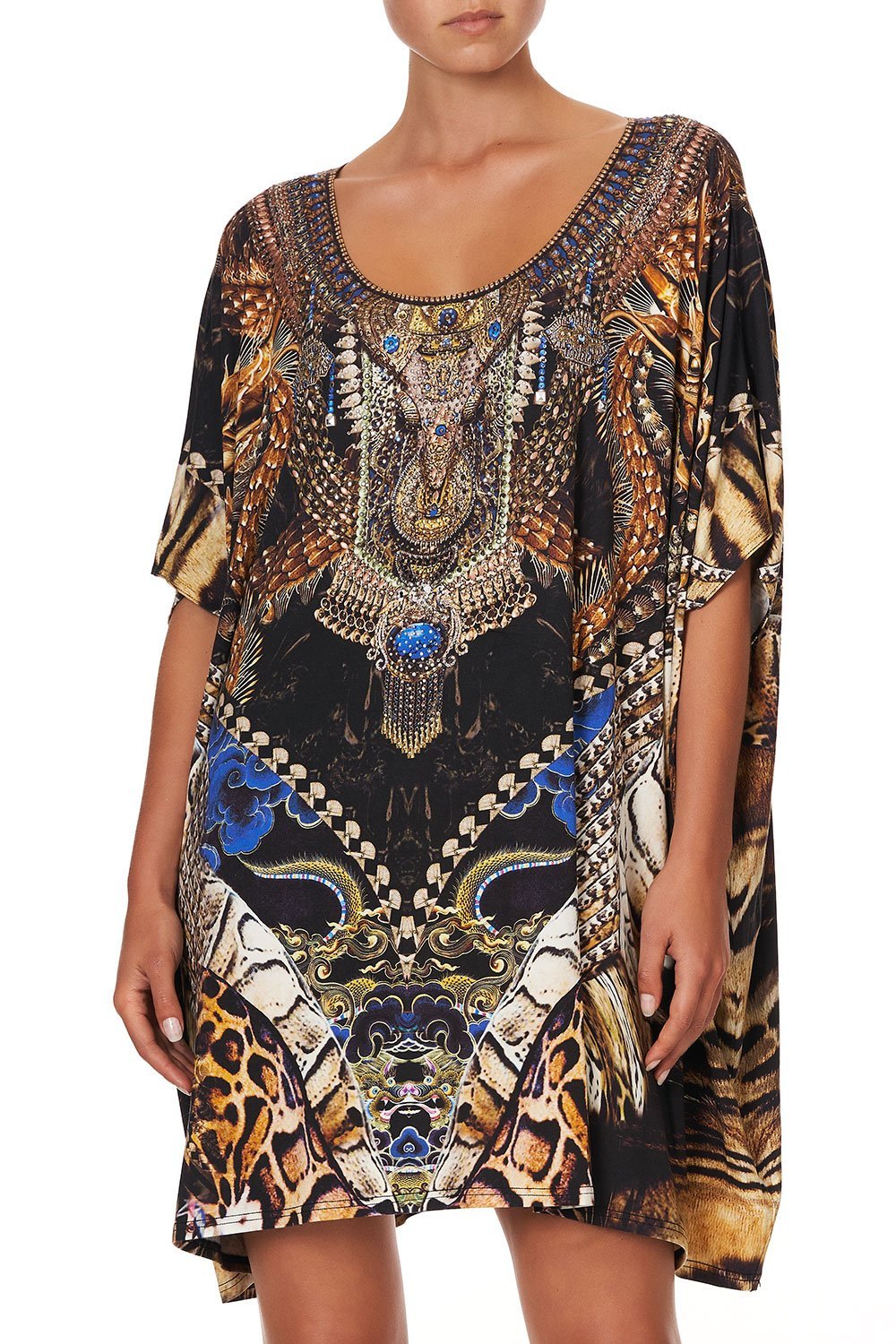 SHORT ROUND NECK LOUNGE KAFTAN DRAGON LADY