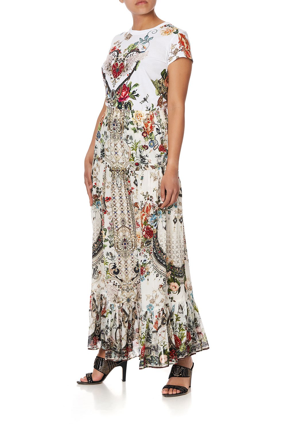 TIERED SKIRT WITH TIE UP DETAIL SHAKESPEARES GARDEN