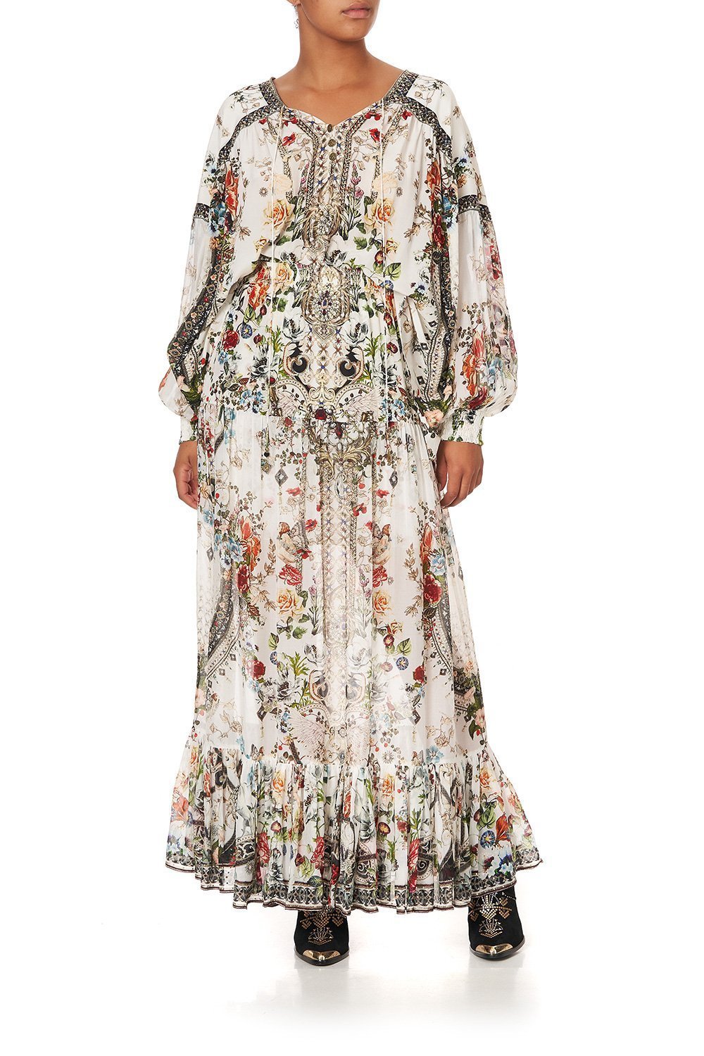 BLOUSON BLOUSE WITH NECK TIE SHAKESPEARES GARDEN