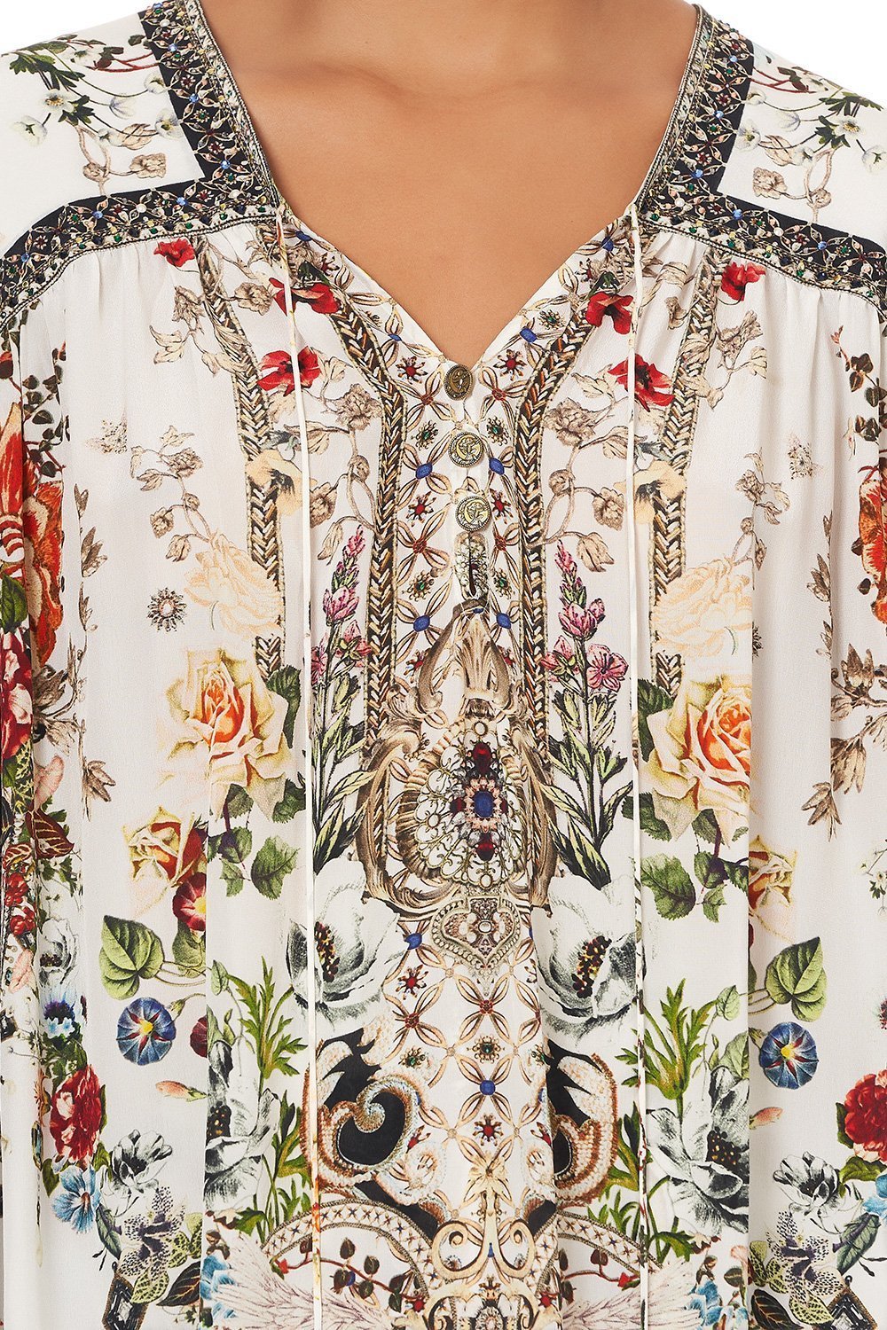 BLOUSON BLOUSE WITH NECK TIE SHAKESPEARES GARDEN