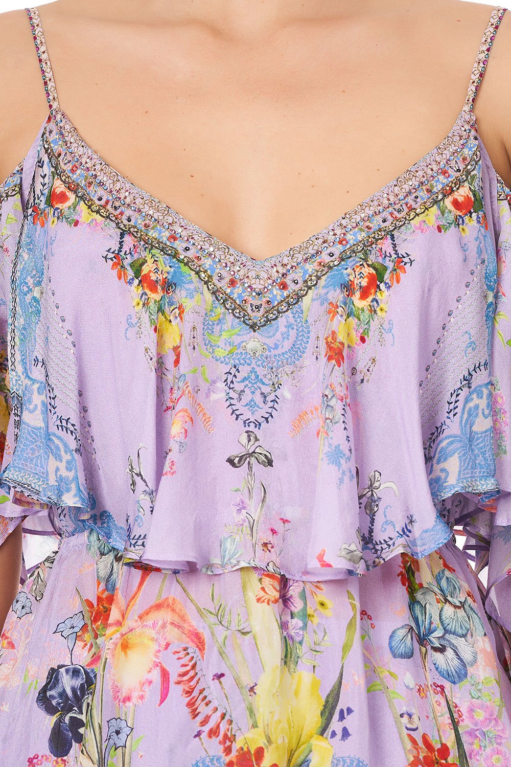 RUFFLE TOP WITH TIE SLEEVE AT FIRST SIGHT