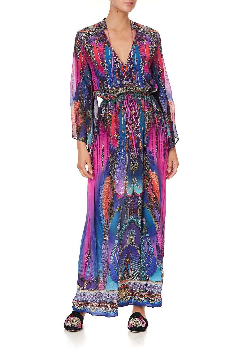 DRAWSTRING BUTTON UP DRESS MIDNIGHT MADNESS