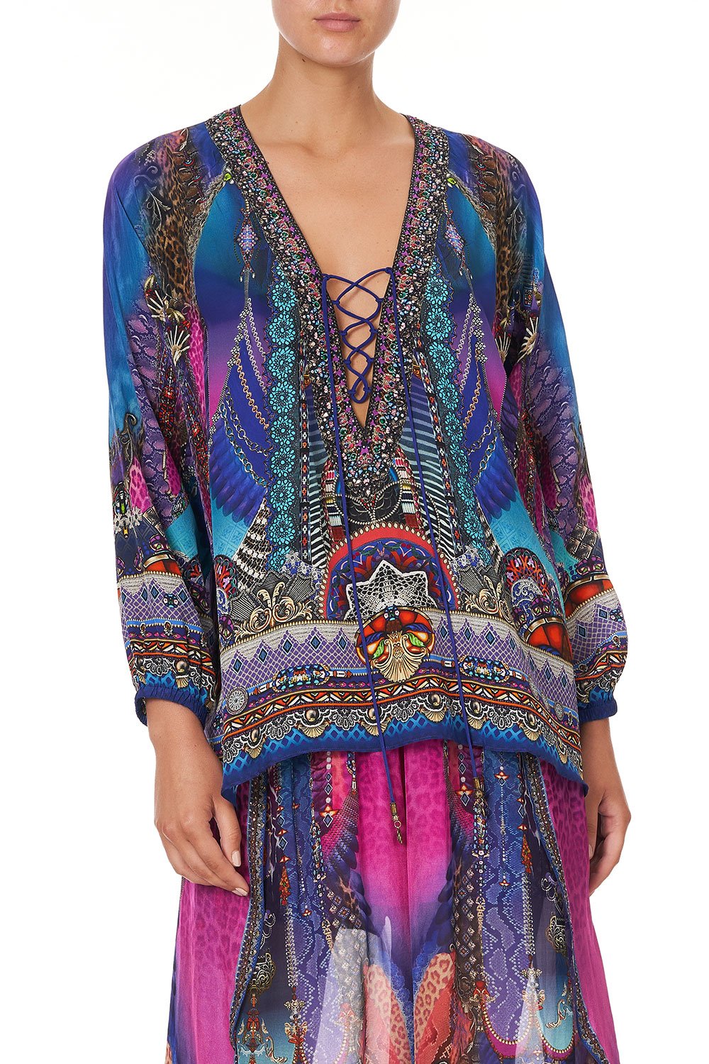 LACE UP BLOUSE MIDNIGHT MADNESS