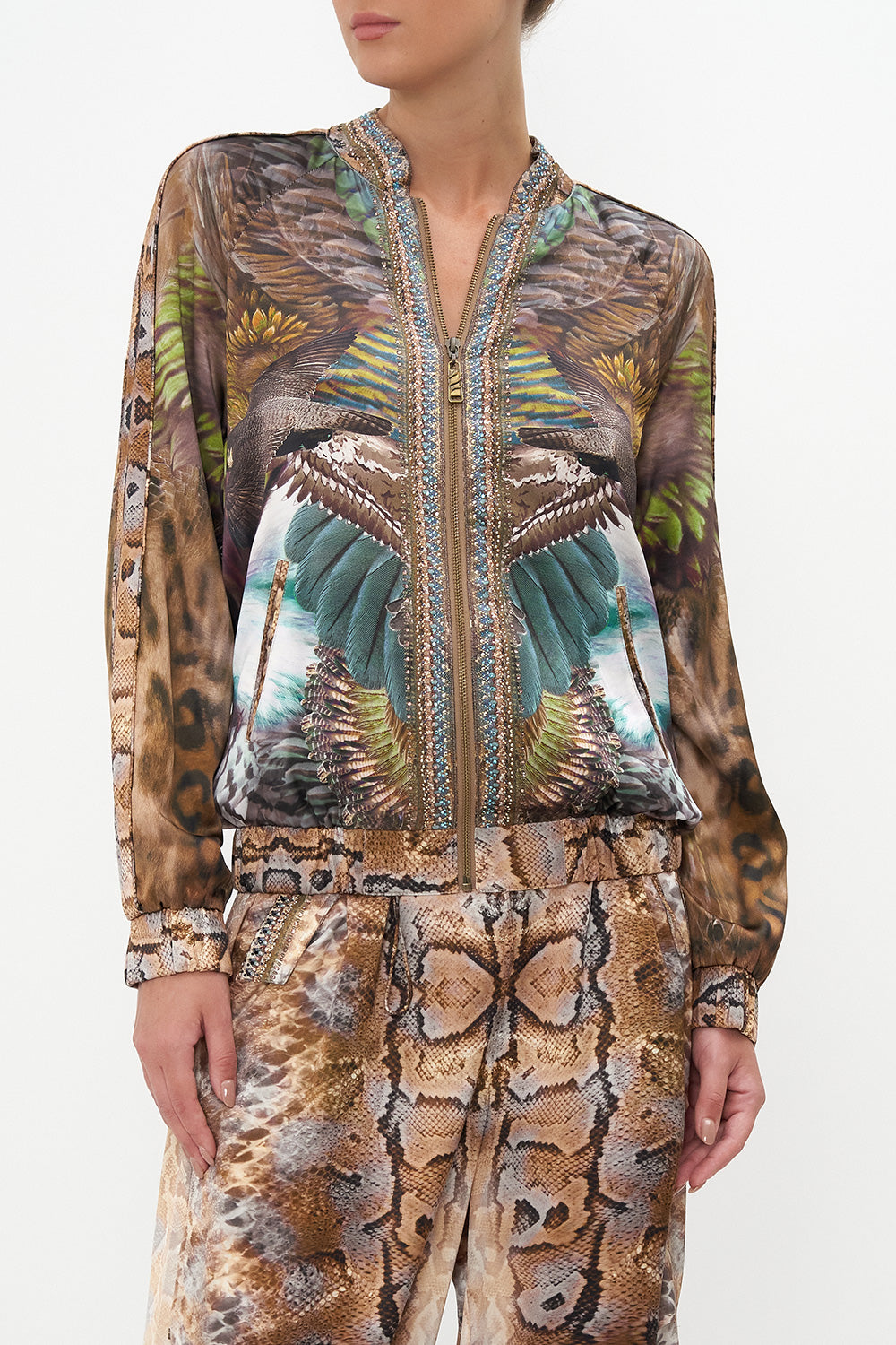 ENCASED ELASTIC RAGLAN BOMBER CALL OF THE FALCON