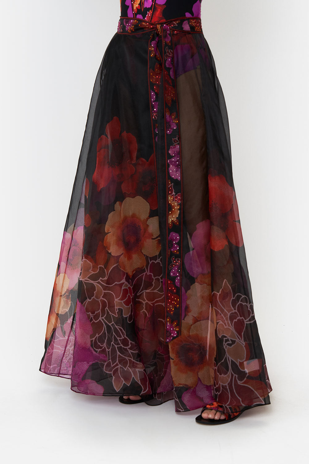 MAXI WRAP SKIRT MIDNIGHT POPPY