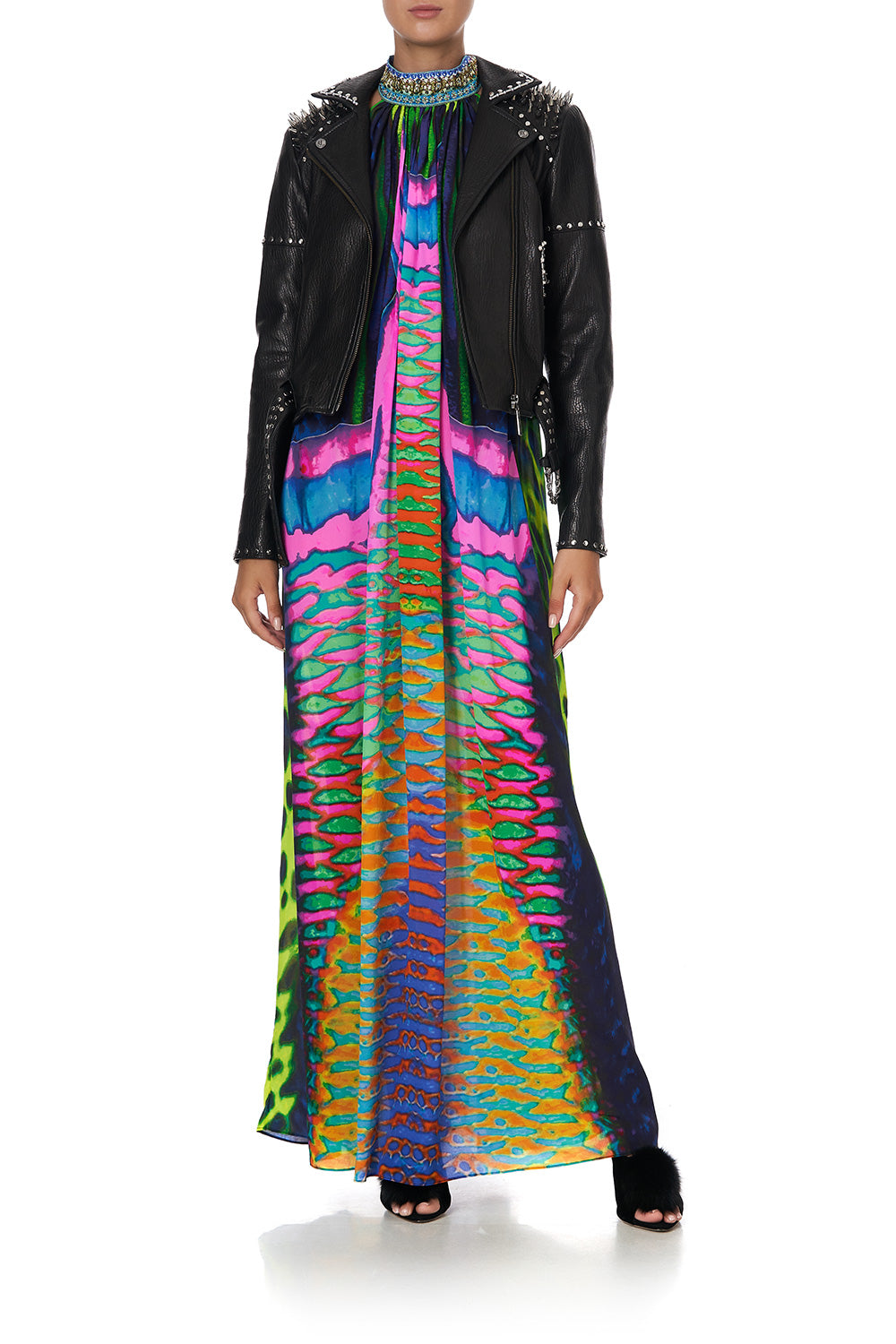 TIE NECK LONG DRESS POSEIDONS POISON