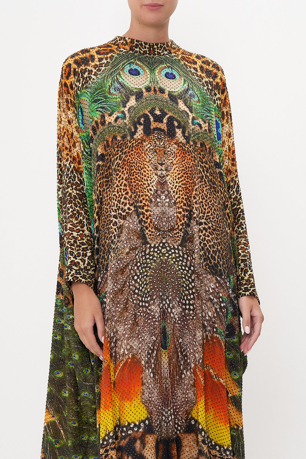 HIGH COLLAR KAFTAN WITH TIE SURREALIST XANADU