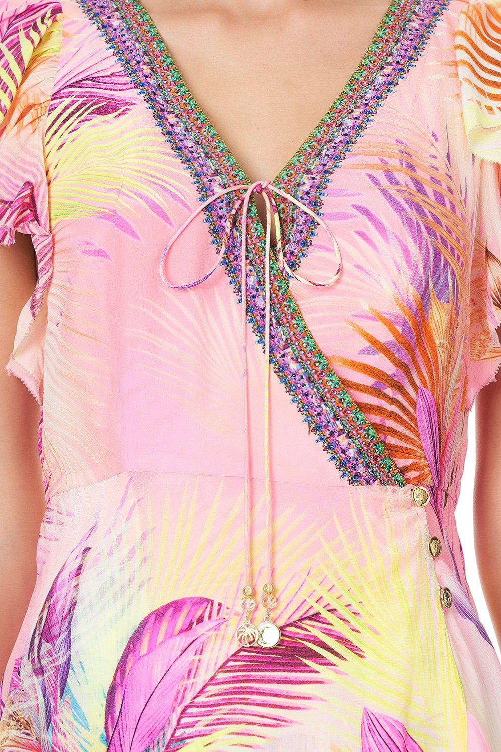 RUFFLE WRAP DRESS SOUTH BEACH SUNRISE