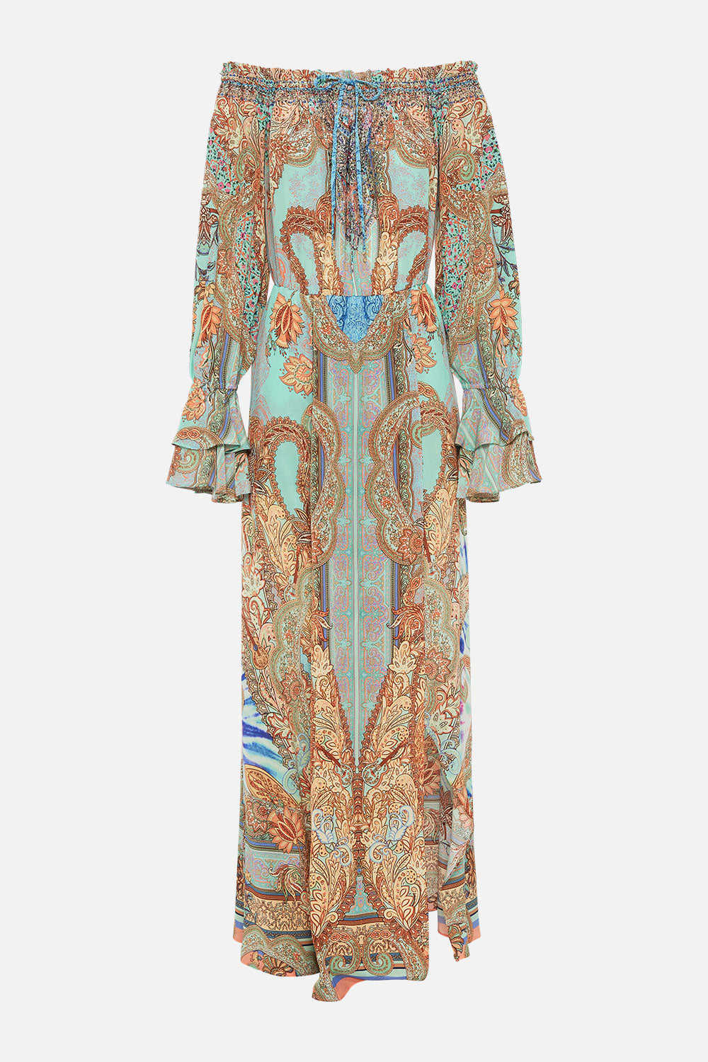 DROP SHOULDER SPLIT DRESS MAKE LOVE NOT WAR