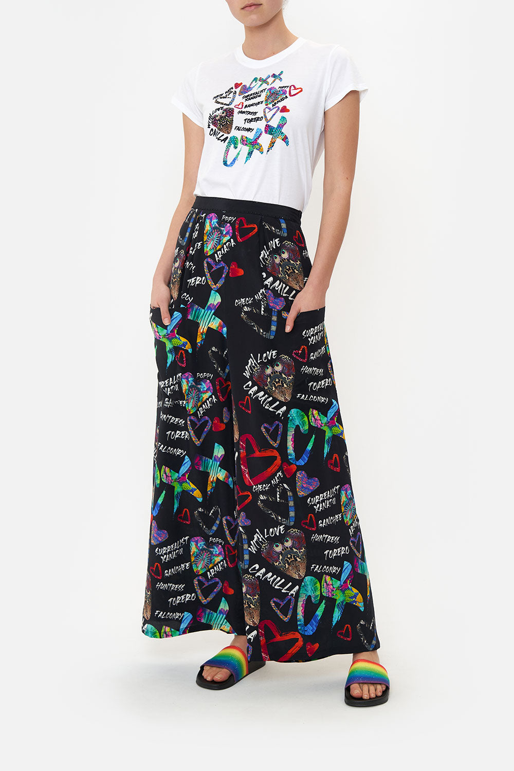 WIDE LEG TROUSER WITH FRONT POCKETS TAGGED UP