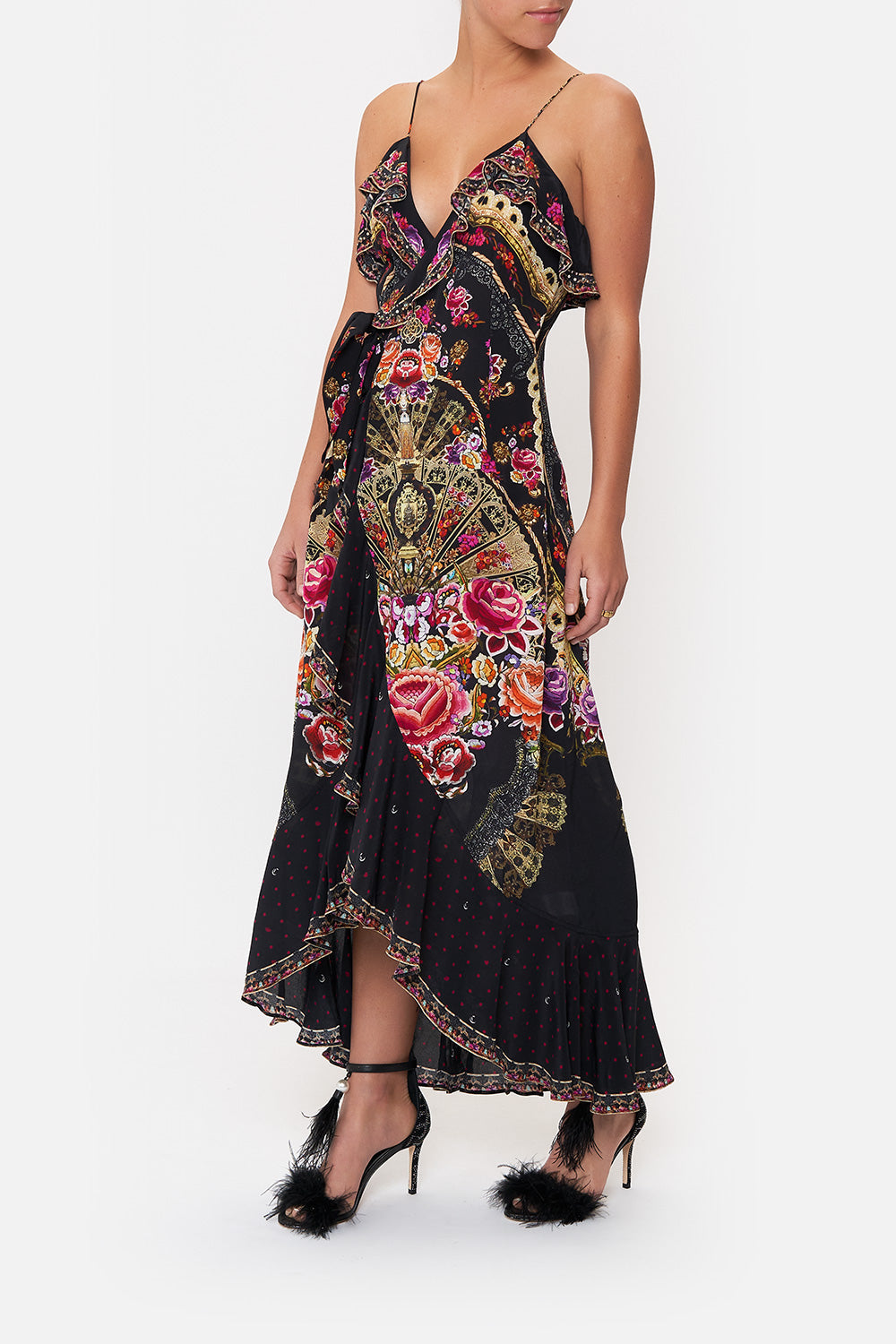 LONG WRAP DRESS WITH FRILL DANCE WITH DUENDE