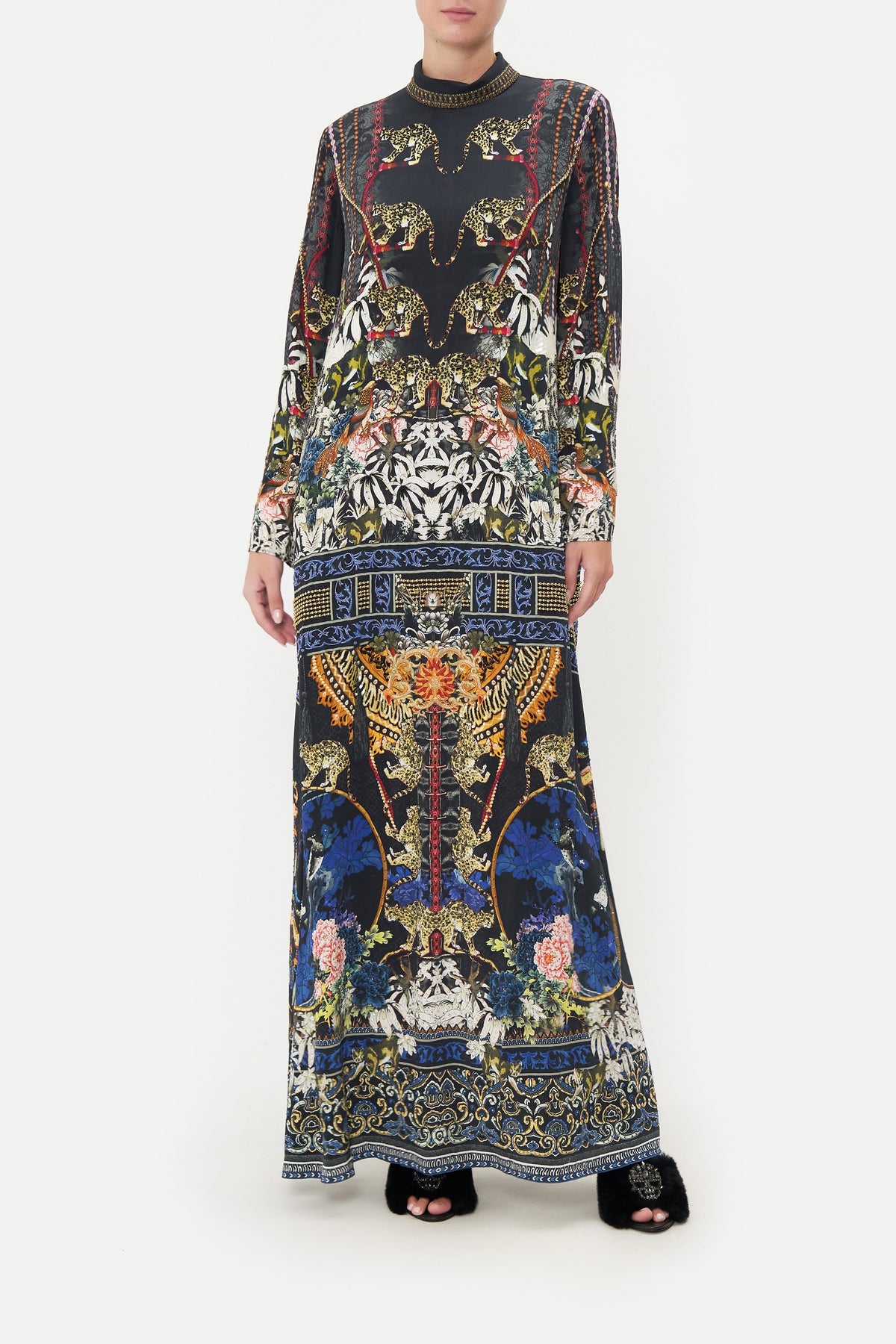 HIGH NECK LONG SLEEVE DRESS HOLLYWOOD HEIST