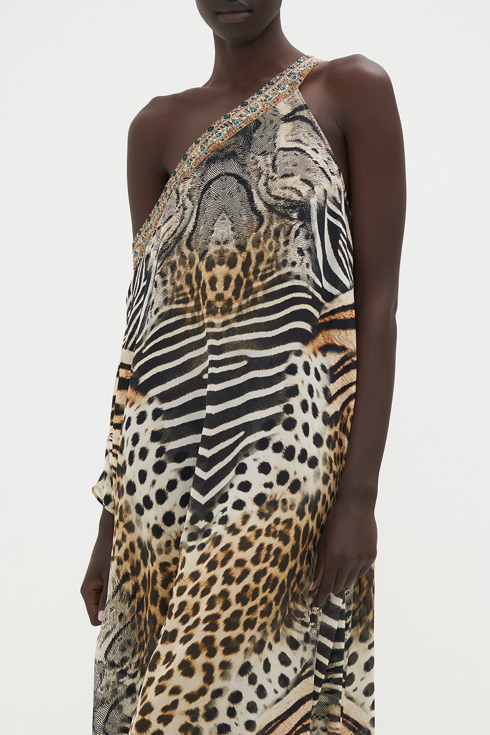 ONE SHOULDER KAFTAN WITH NECKBAND FOR THE LOVE OF LEO