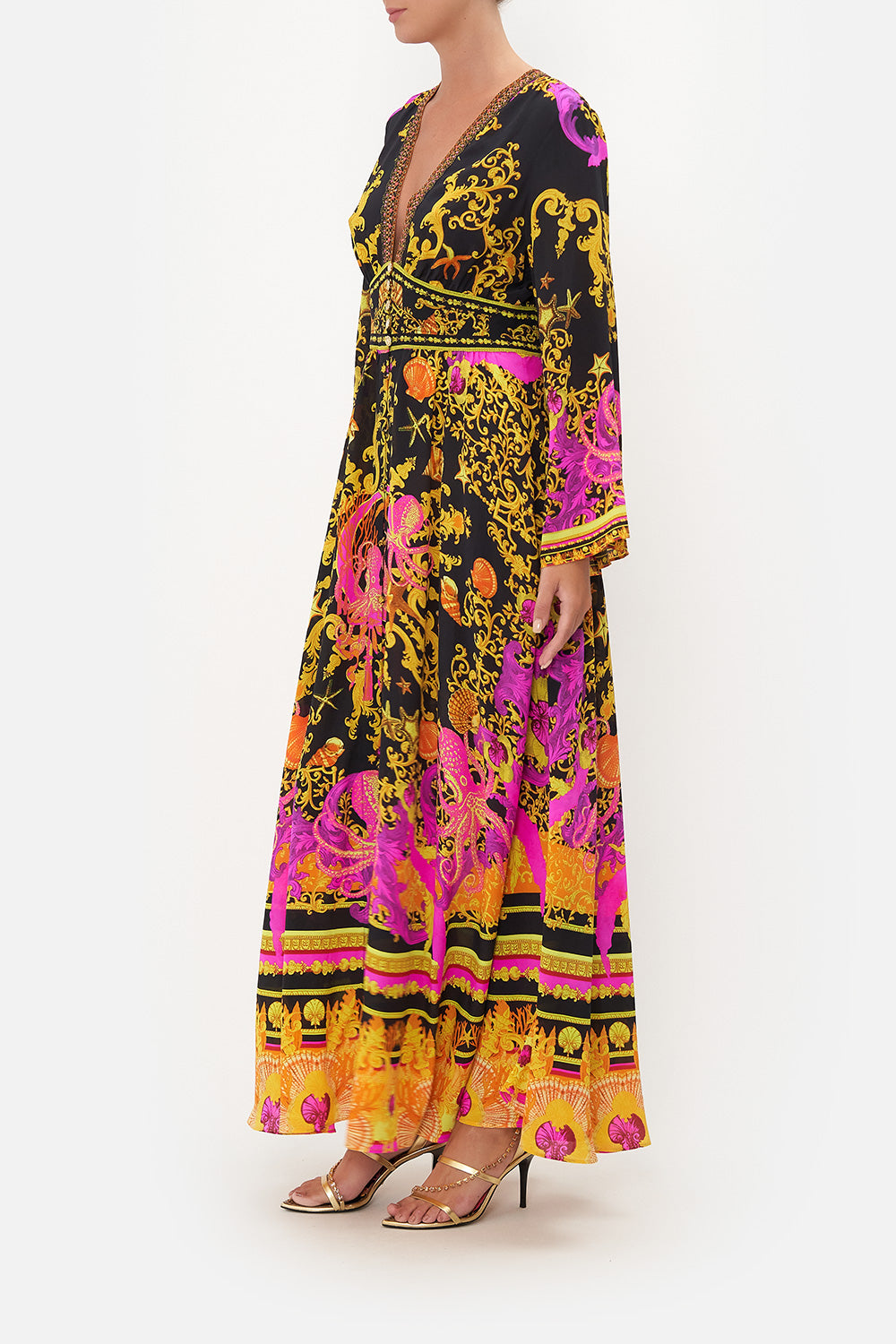 KIMONO SLEEVE DRESS WITH SHIRRING DETAIL OCTOPIA