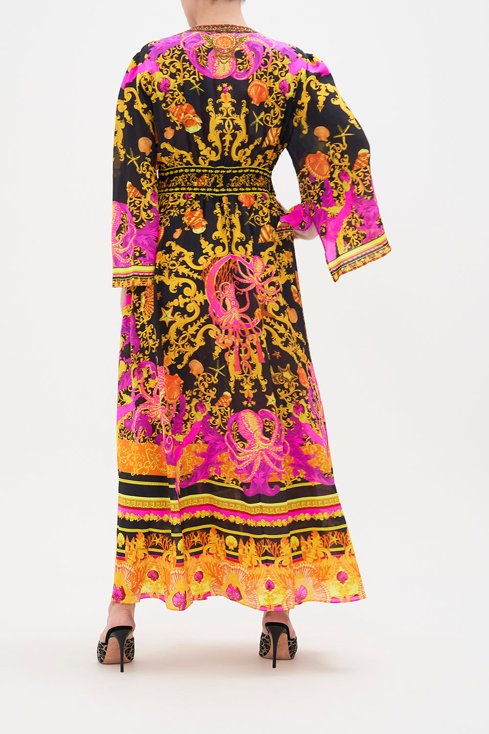 KIMONO SLEEVE DRESS WITH SHIRRING DETAIL OCTOPIA