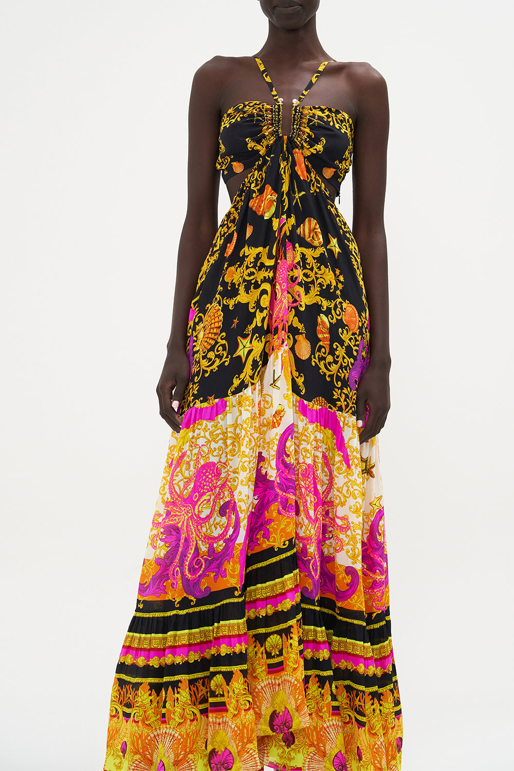 GATHERED CUT OUT DRESS OCTOPIA