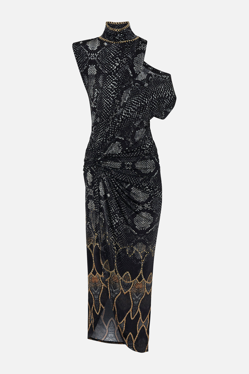 GATHERED COLUMN JERSEY DRESS WILD HORSES