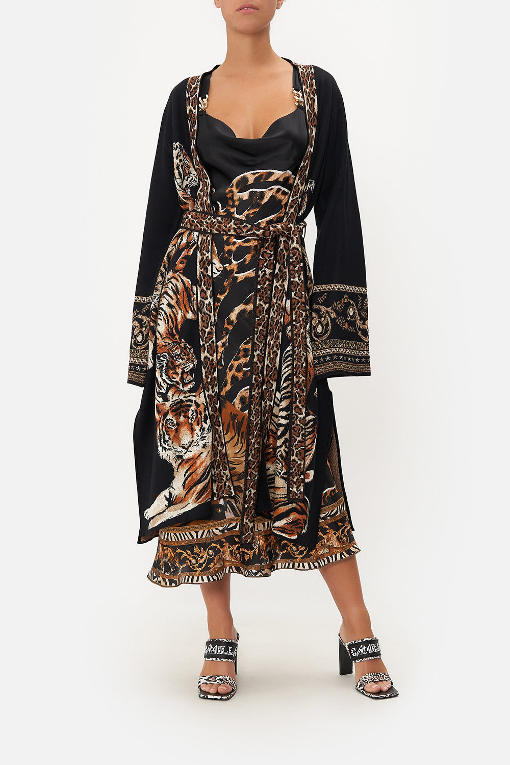 LONG CARDIGAN WITH BELT TIGER TALK